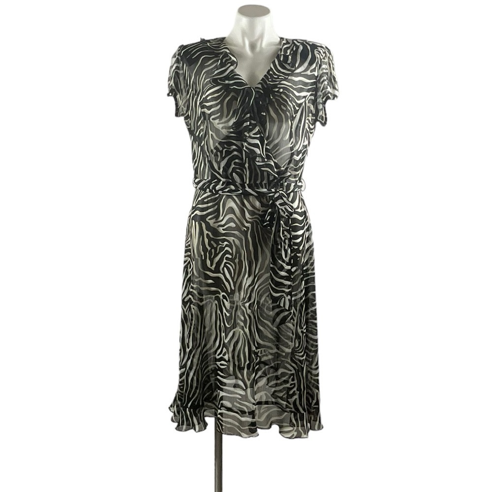 J.B.S.‎ Zebra Print Sheer Ruffle Dress